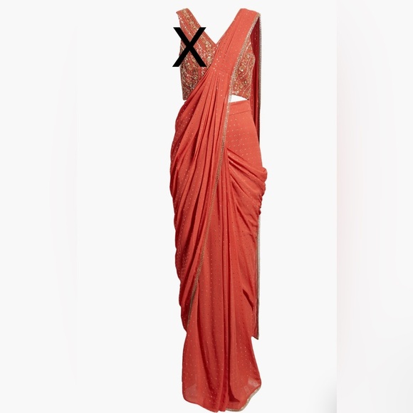 Sani Zian Drape Saree Skirt sz M in Orange - Picture 2 of 13